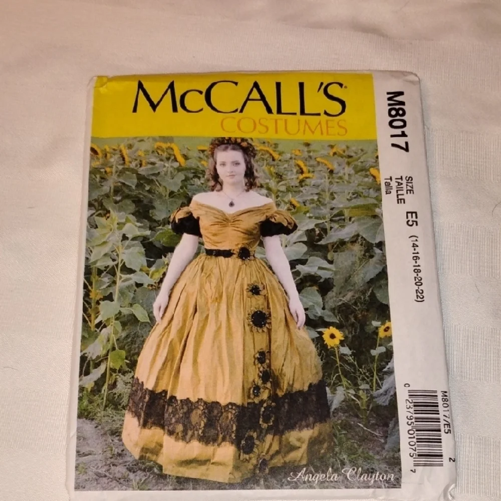 McCall's M8017 Southern Gown Costume Pattern, Size: (14-16-18-20-22), NWT
